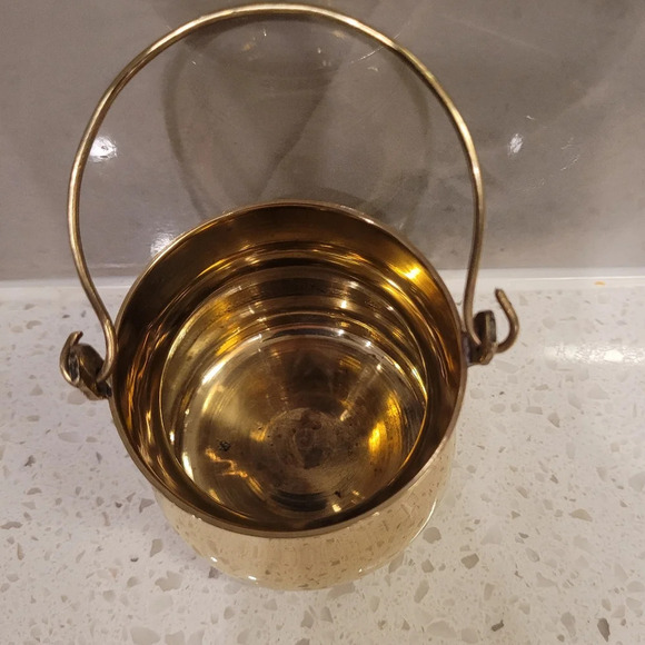 Vintage Mini Brass Pot w Handle - Picture 3 of 4